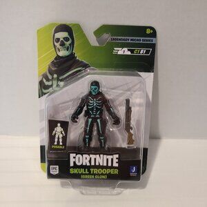 Fortnite Legendary Micro Series Skull Trooper Green Glow Posable Action Figure